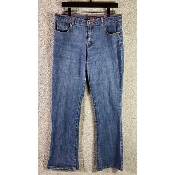 Adolfo Bootcut Jeans Womens Size 12 Boot Cut Mid Rise‎ Ramie Spandex Blue Denim - Picture 3 of 10